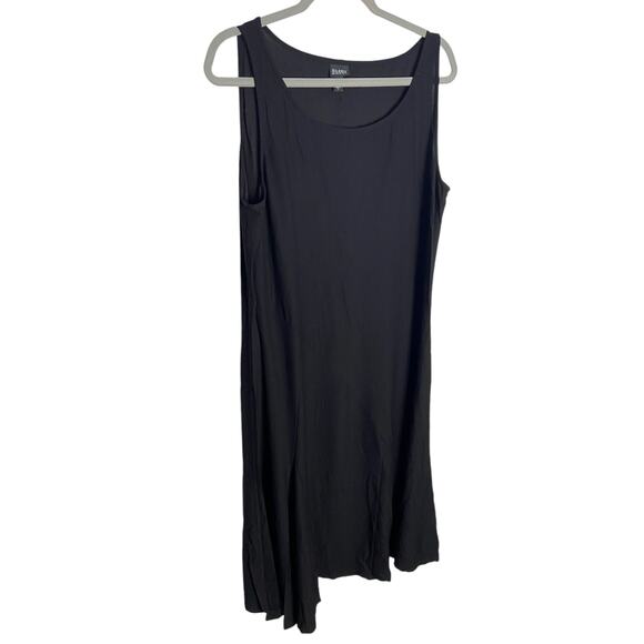 Eileen Fisher Scoop Neck Midi Dress Jersey Sleeveless Black Size Large - Picture 2 of 5